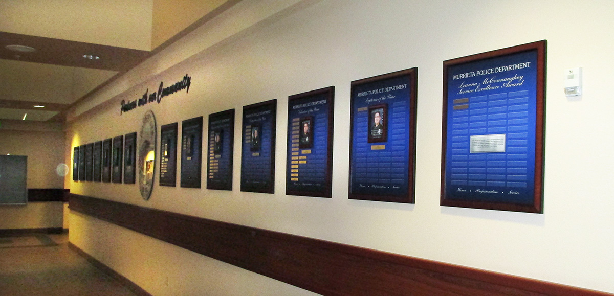 Murrieta PD Perpetual Plaques from Badge
                        Frame