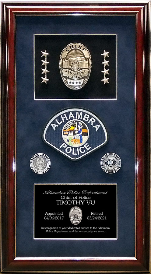 Alhambra Police Chief Timothy VU Retirement Presentation rom Badge Frame